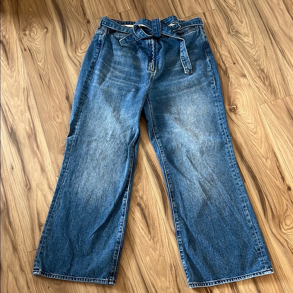 Denim Wide-Leg Jeans with Belt